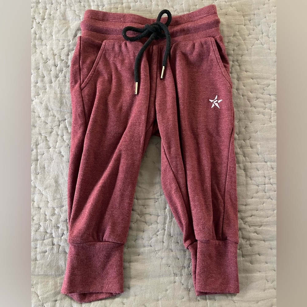Rebel Athletic Youth Small YS Kids Burgundy Joggers Star Logo Drawstring Cotton